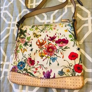 ✅SOLD✅  GUCGI Floral Canvas CrossBody with Leather Straps